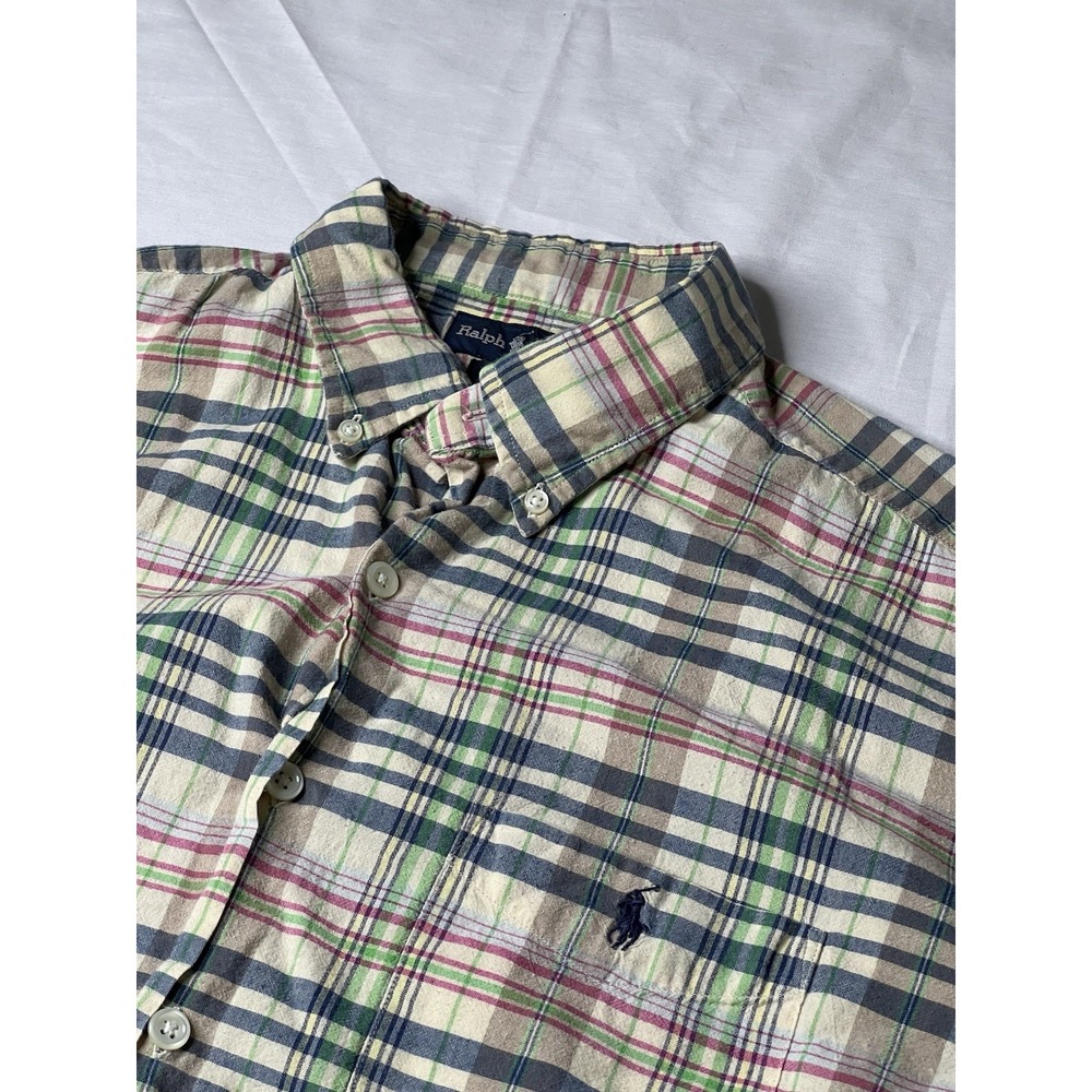 Ralph Lauren Mens‎ Shirt Size M Plaid Pony Vintage Button Up 90s Short Sleeve